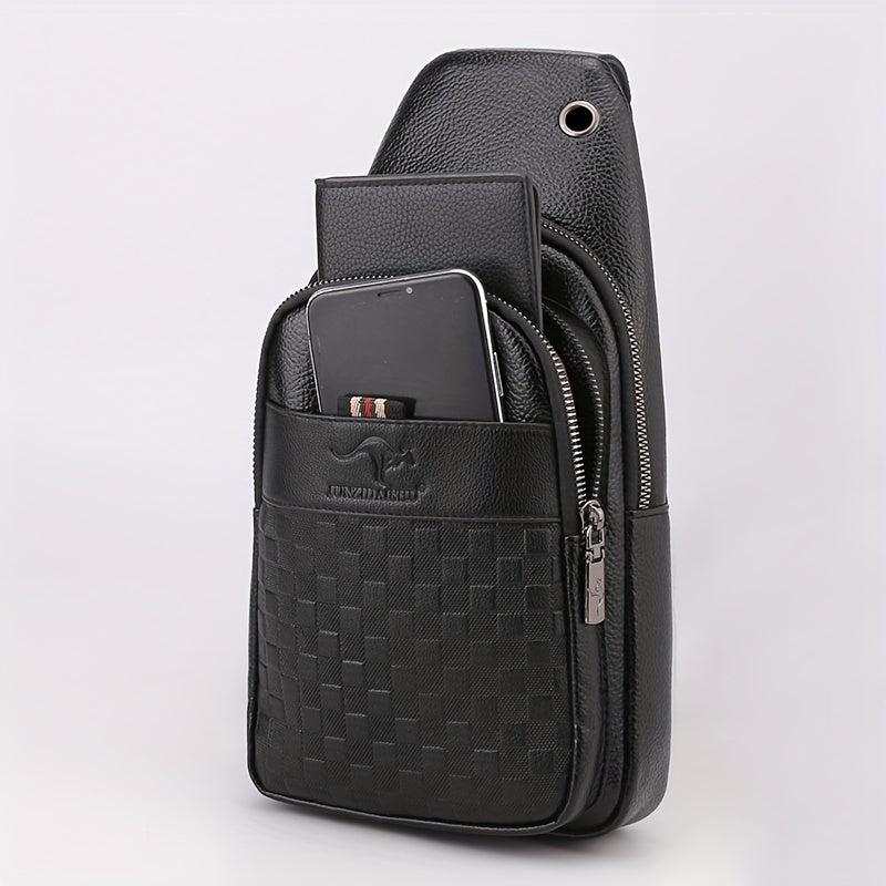 Men's Crossbody Bag With Earphone Hole Multifunction Chest Bag Large Capacity