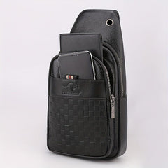 Men's Crossbody Bag With Earphone Hole Multifunction Chest Bag Large Capacity