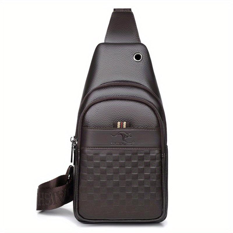 Men's Crossbody Bag With Earphone Hole Multifunction Chest Bag Large Capacity
