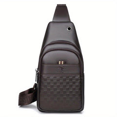 Men's Crossbody Bag With Earphone Hole Multifunction Chest Bag Large Capacity