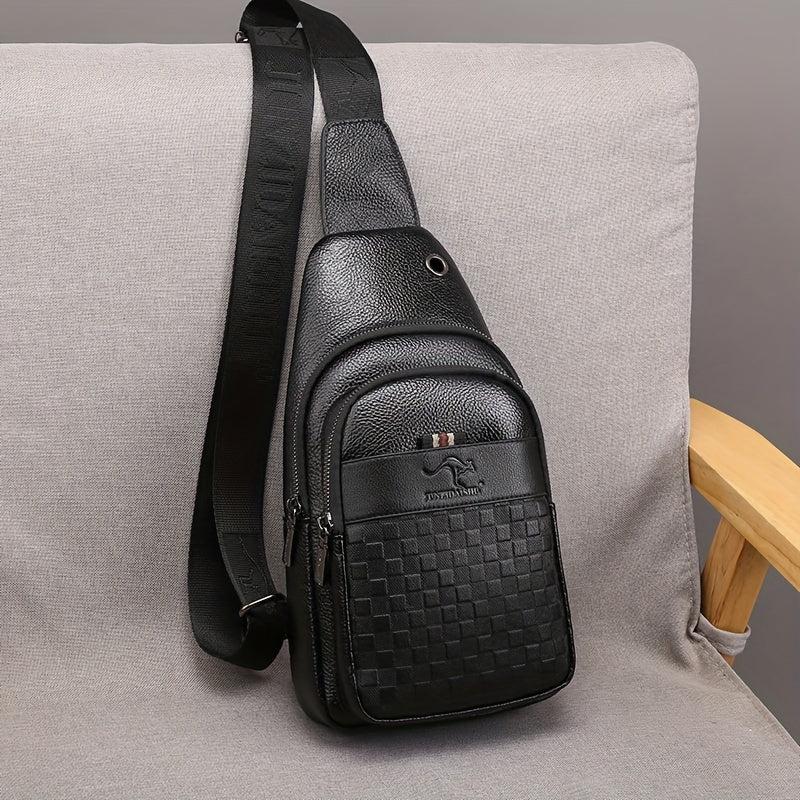 Men's Crossbody Bag With Earphone Hole Multifunction Chest Bag Large Capacity