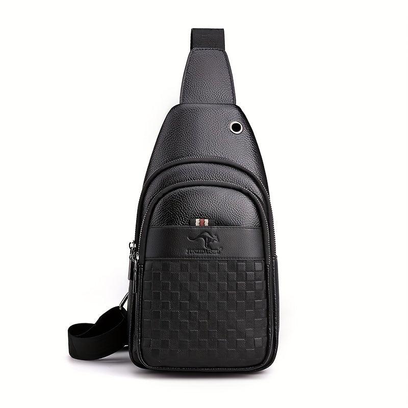 Men's Crossbody Bag With Earphone Hole Multifunction Chest Bag Large Capacity