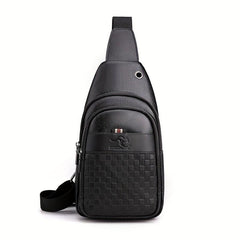 Men's Crossbody Bag With Earphone Hole Multifunction Chest Bag Large Capacity