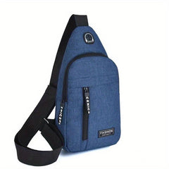Men's Canvas Crossbody Bag with Earphone Hole for Outdoor Sports Hiking