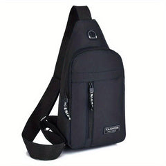 Men's Canvas Crossbody Bag with Earphone Hole for Outdoor Sports Hiking
