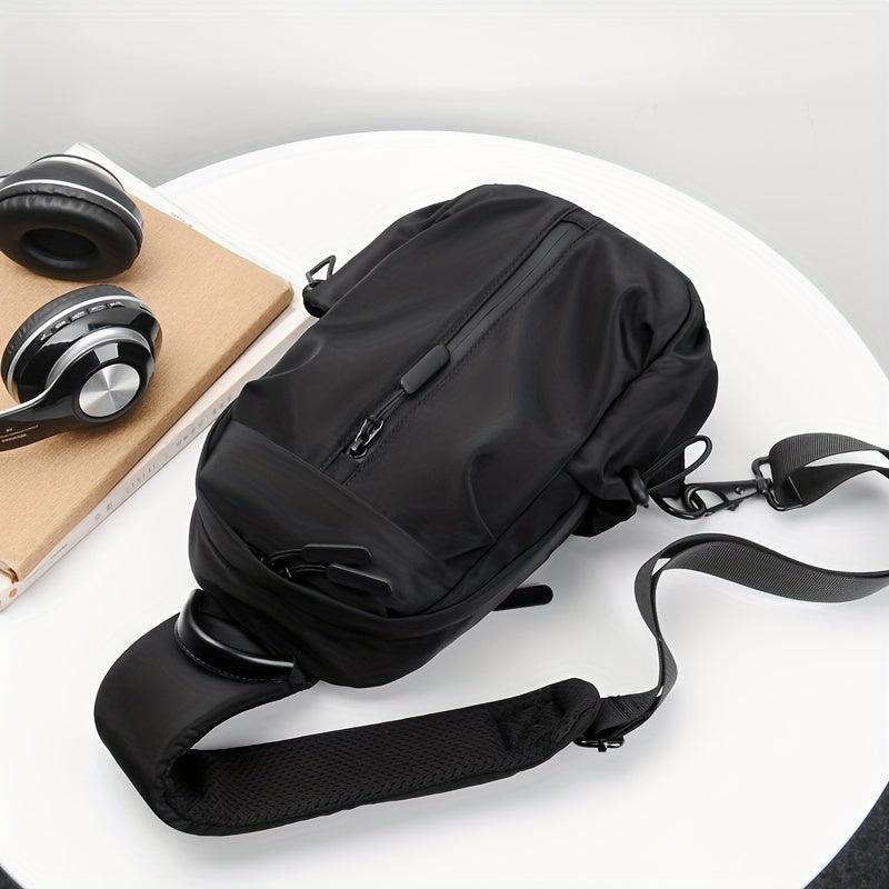 Men's Water-Resistant Sling Bag with USB Charging Port