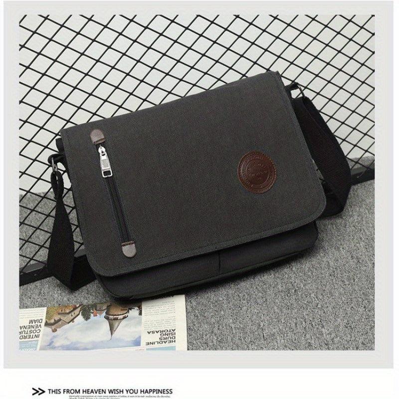 Men's Canvas Messenger Bag Flap Shoulder Travel Bag
