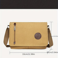 Men's Canvas Messenger Bag Flap Shoulder Travel Bag