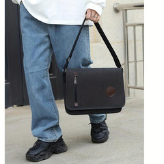 Men's Canvas Messenger Bag Flap Shoulder Travel Bag