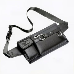 Men's PU Waterproof Waist Bag Large Capacity Multifunctional Messenger Bag
