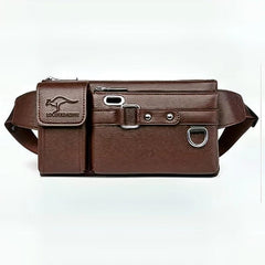Men's PU Waterproof Waist Bag Large Capacity Multifunctional Messenger Bag