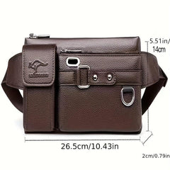 Men's PU Waterproof Waist Bag Large Capacity Multifunctional Messenger Bag