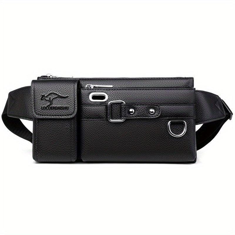 Men's PU Waterproof Waist Bag Large Capacity Multifunctional Messenger Bag