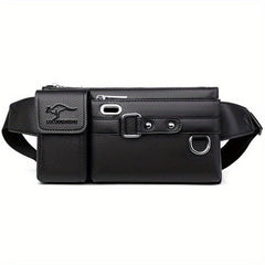 Men's PU Waterproof Waist Bag Large Capacity Multifunctional Messenger Bag