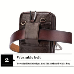 Men's Leather Shoulder Bag Crossbody Waist Travel Bag