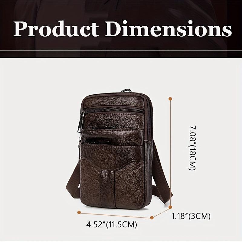 Men's Leather Shoulder Bag Crossbody Waist Travel Bag
