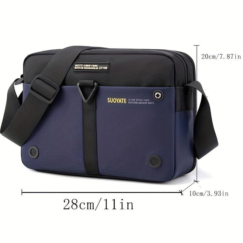 Men's Nylon Crossbody Bag Horizontal Shoulder Hiking Travel Messenger Bag