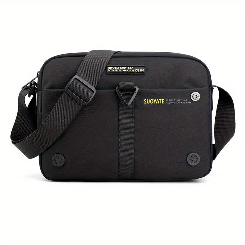 Men's Nylon Crossbody Bag Horizontal Shoulder Hiking Travel Messenger Bag