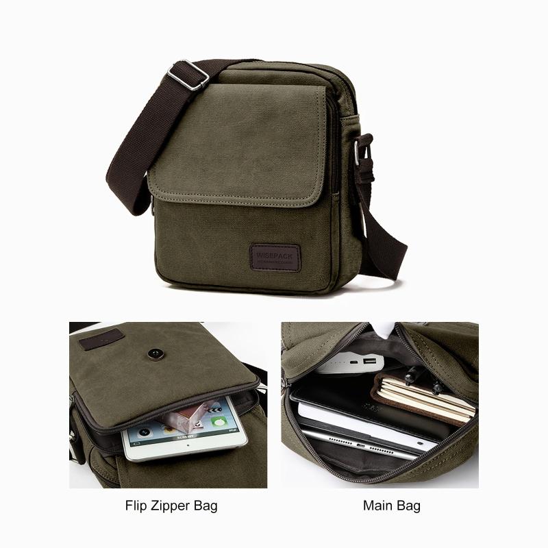 Canvas Crossbody Bag Men Shoulder Phone Passport Small Side Bags