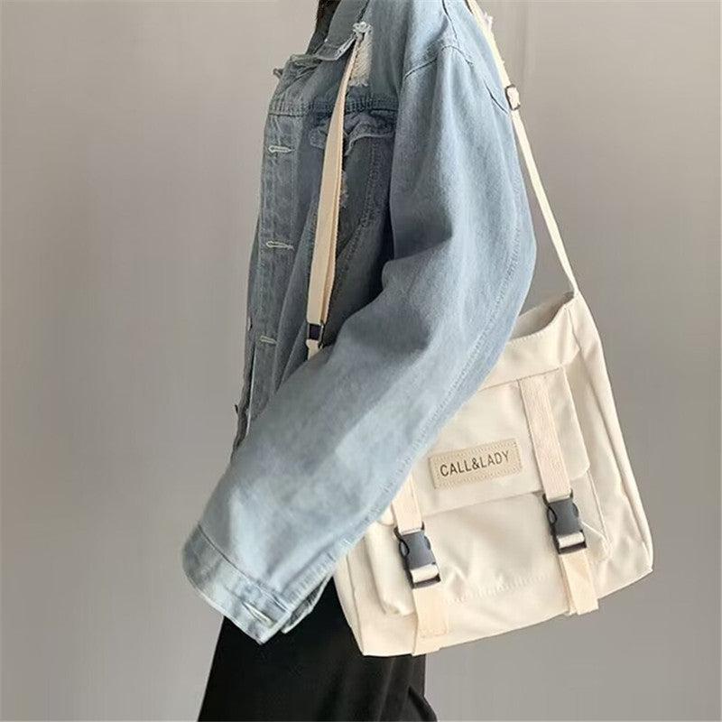 Men's Canvas Shoulder Bag Japanese Harajuku Style Messenger Bag