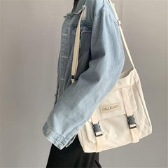 Men's Canvas Shoulder Bag Japanese Harajuku Style Messenger Bag