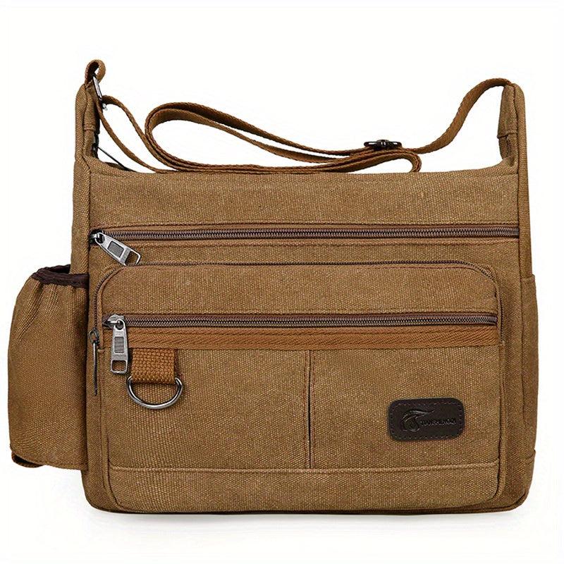 Men's Outdoor Canvas Crossbody Bag Vintage Sports Messenger Shoulder Bag