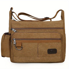 Men's Outdoor Canvas Crossbody Bag Vintage Sports Messenger Shoulder Bag