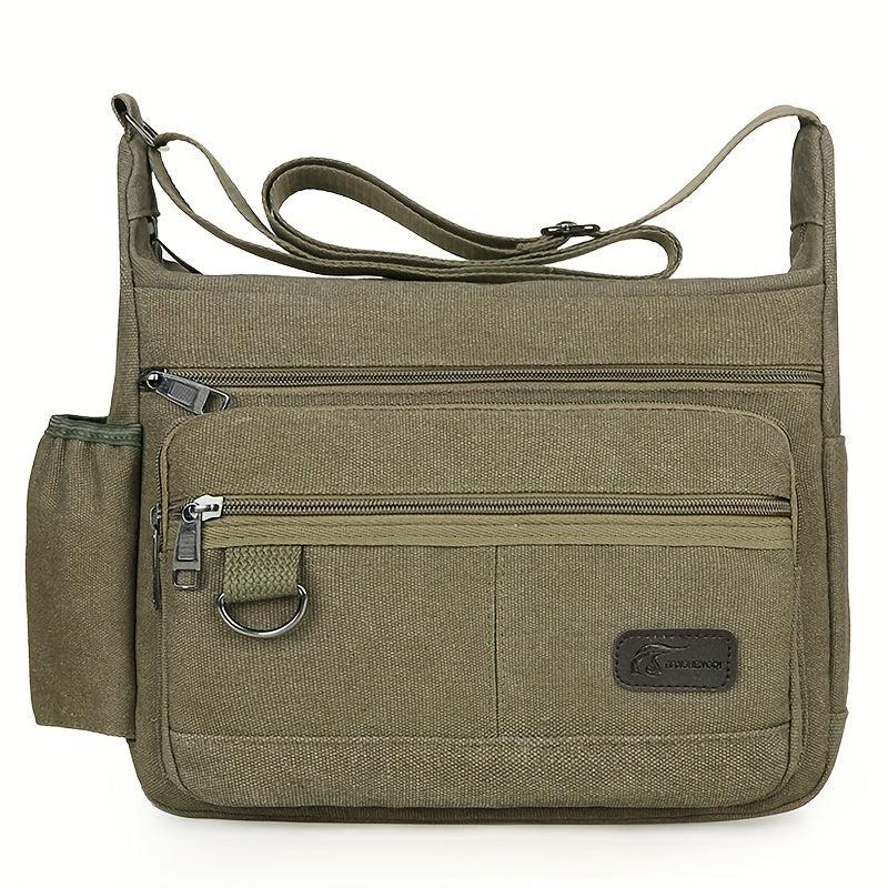 Men's Outdoor Canvas Crossbody Bag Vintage Sports Messenger Shoulder Bag