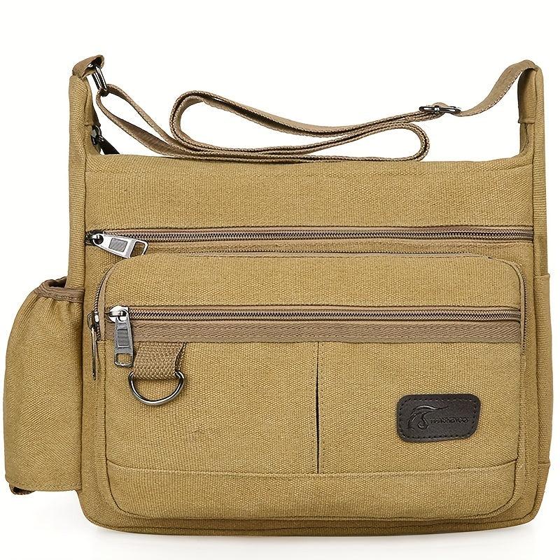 Men's Outdoor Canvas Crossbody Bag Vintage Sports Messenger Shoulder Bag