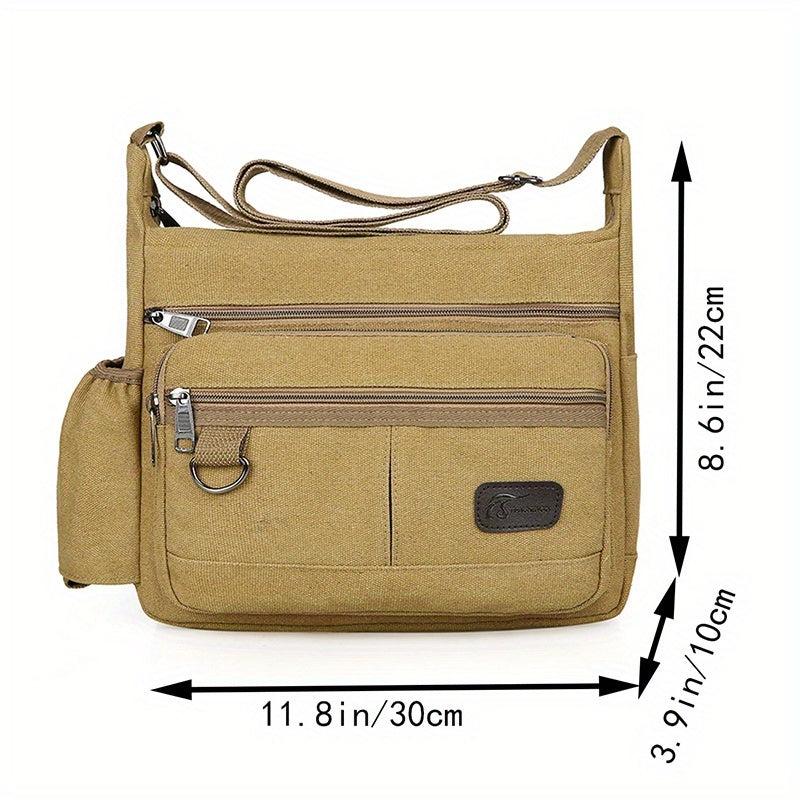 Men's Outdoor Canvas Crossbody Bag Vintage Sports Messenger Shoulder Bag