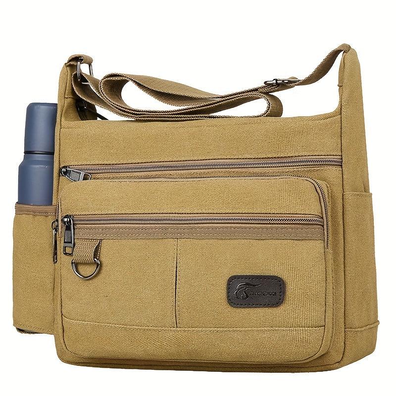 Men's Outdoor Canvas Crossbody Bag Vintage Sports Messenger Shoulder Bag