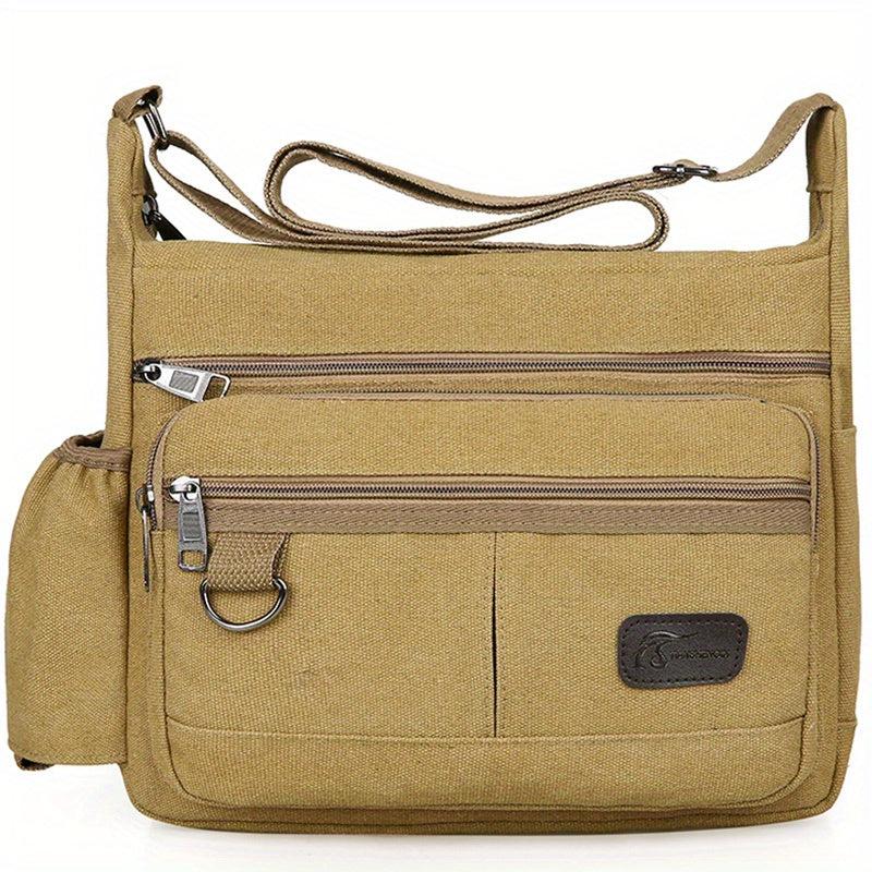 Men's Outdoor Canvas Crossbody Bag Vintage Sports Messenger Shoulder Bag