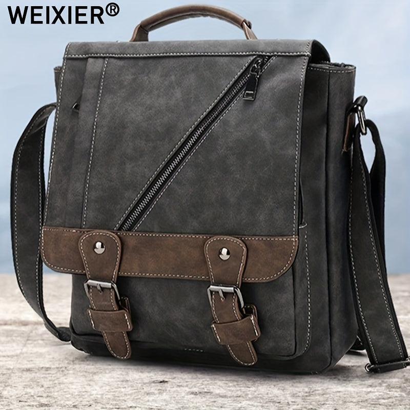 WEIXIER Men's Single Satchel Bag Large Capacity Waterproof Leather Bag