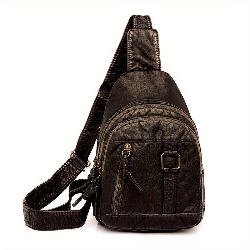 Vintage Denim Pattern Sling Bag Women's Chest & Waist Bag