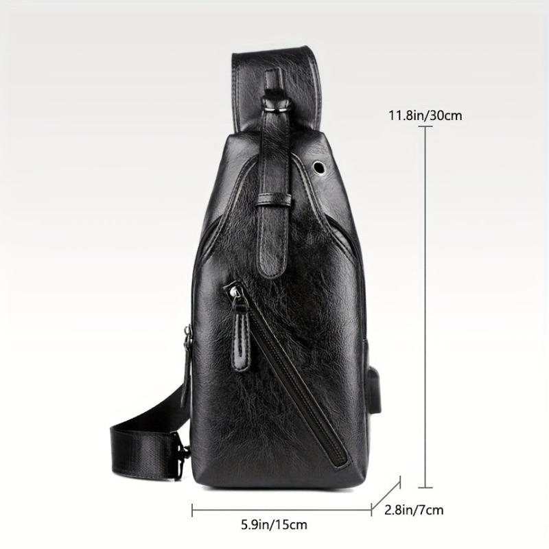 Men's Leather Shoulder Bag Waterproof Cross Body Chest Tote Bag