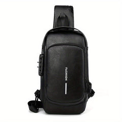 Men's Casual Crossbody Bag USB Charging Waterproof Chest Bag