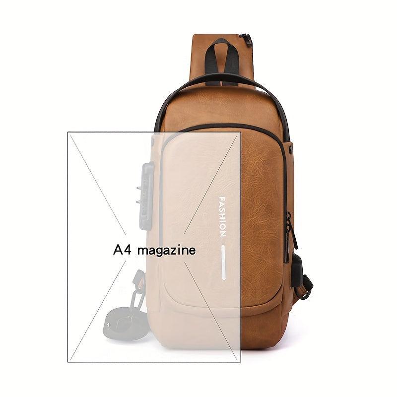 Men's Casual Crossbody Bag USB Charging Waterproof Chest Bag