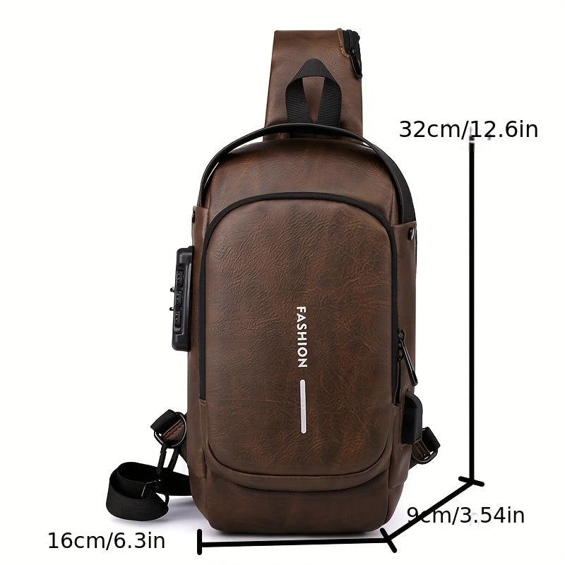 Men's Casual Crossbody Bag USB Charging Waterproof Chest Bag