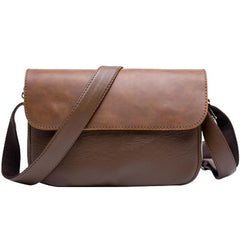 Men's Leather Shoulder Bag Crossbody Street Style Messenger Flap Handbag