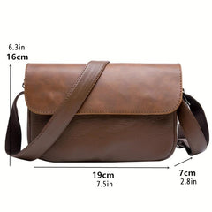 Men's Leather Shoulder Bag Crossbody Street Style Messenger Flap Handbag