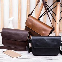 Men's Leather Shoulder Bag Crossbody Street Style Messenger Flap Handbag