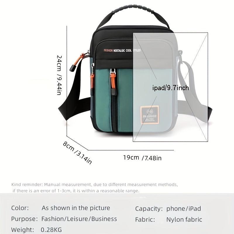 Men's Shoulder Bag Casual Nylon Crossbody Travel Backpack Messenger Bag
