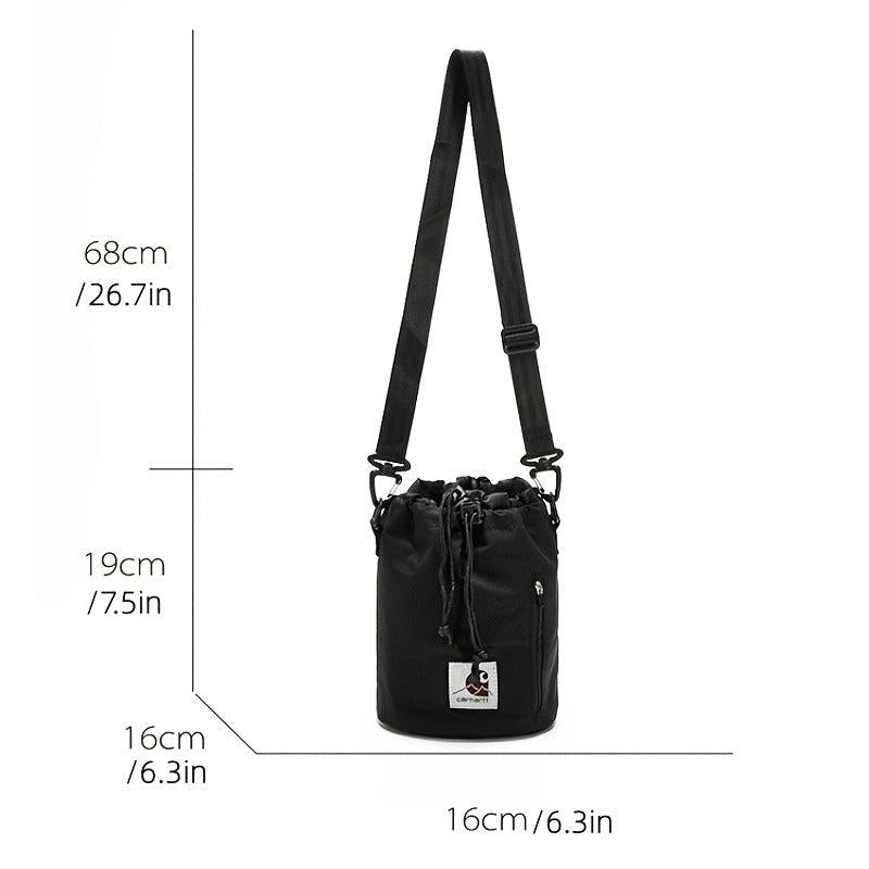 Men's Casual Sling Bag Large Capacity Drawstring Crossbody Bag