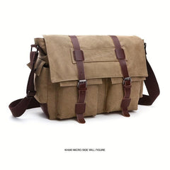 Men's Canvas Crossbody Messenger Bag Vintage Shoulder Large Capacity Travel Bag