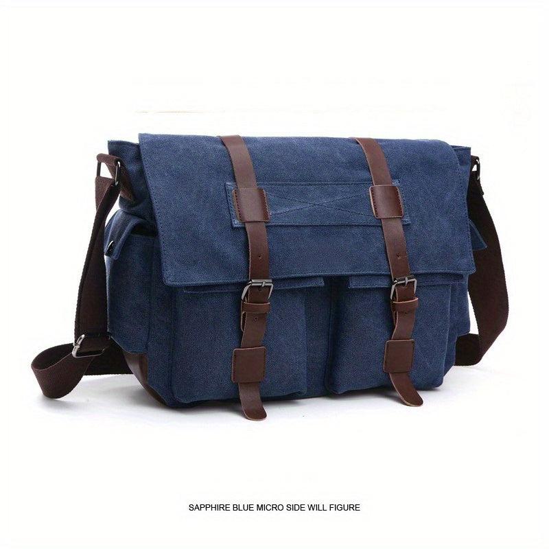 Men's Canvas Crossbody Messenger Bag Vintage Shoulder Large Capacity Travel Bag