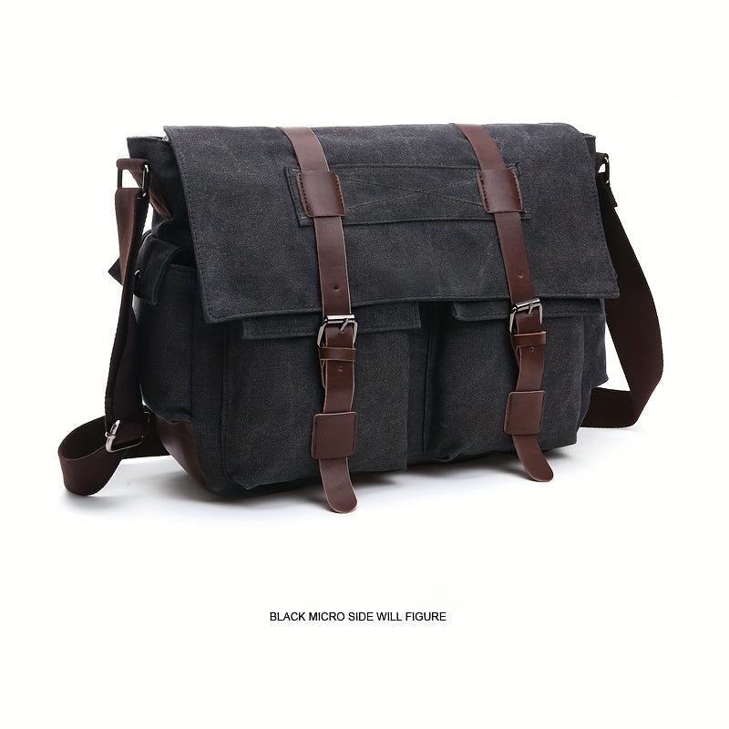 Men's Canvas Crossbody Messenger Bag Vintage Shoulder Large Capacity Travel Bag