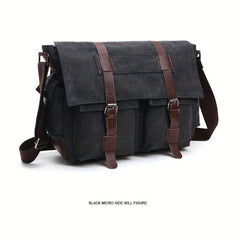 Men's Canvas Crossbody Messenger Bag Vintage Shoulder Large Capacity Travel Bag