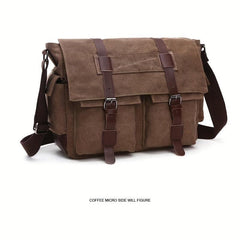 Men's Canvas Crossbody Messenger Bag Vintage Shoulder Large Capacity Travel Bag