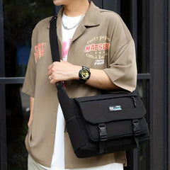 Men's Canvas Shoulder Bag Large Capacity Casual Crossbody Messenger Bag