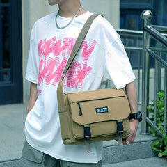 Men's Canvas Shoulder Bag Large Capacity Casual Crossbody Messenger Bag